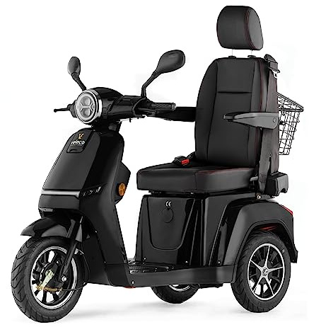 VELECO TURRIS con asiento de capitán ajustable, dispositivo de movilidad muy intuitivo, totalmente montado, ayuda para discapacitados Batería de iones de litio (Negro)