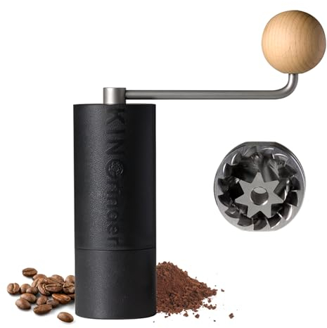 KINGrinder Molinillo de café manual ligero P2 para cafetera Moka, prensa francesa, goteo y espresso con consistencia de montaje, molinillo cónico de acero inoxidable, capacidad de 20 g, 5BP2001-BK