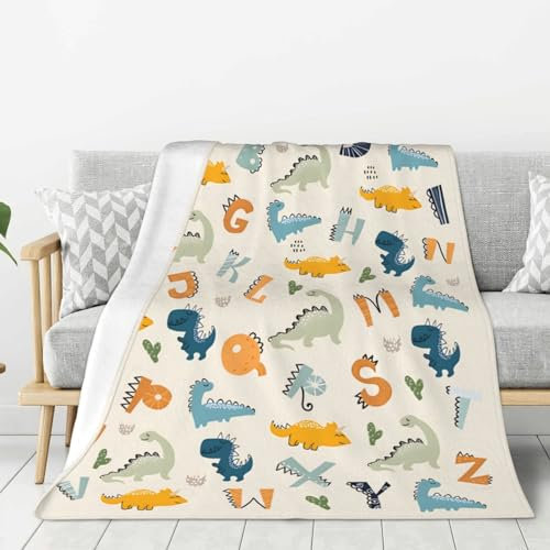 TRYDOBST Dinosaurier-Kinderdecke für Jungen und Mädchen, weiche Flanell-Überwurfdecken für Sofa, Couch, Bett, 127 x 101,6 cm (802)