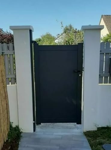 Portillon aluminium battant de jardin pas cher PLEIN 1M50X1M (GRIS RAL 7016)