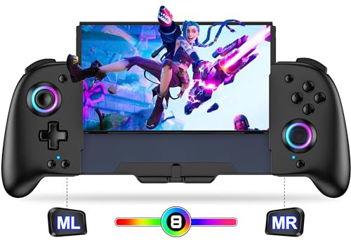 Controller ergonomico Bluetooth per Switch/Switch OLED, Switch Pro Controller per Nintendo con programmazione macro e effetti di luce RGB, cavo di ricarica di tipo C Wireless Controller