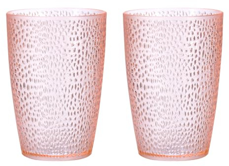 sourcing map 13oz Acrylic Drinking Glasses, 2Pcs Plastic Reusable Tumblers Drinkware Unbreakable Water Glasses Cups Stackable & Dishwasher Safe for Home Outdoors Restaurant, Pink