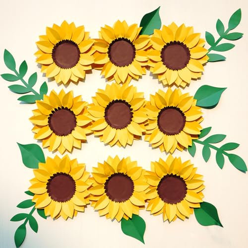 Homarkable Wanddekoration aus Papierblumen, 3D-Sonnenblumen-Partydekoration, Kinderzimmer-Deko,Handgefertigte künstliche Papierblumen für Geburtstag und Sommerfest Zuhause, Party Decorations