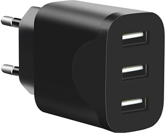 3er Pack USB Ladegerät 15W – 3 USB-A Ports, USB Netzteil Stecker für Steckdose, USB Stromstecker Adapter für Handy Tablet – USB A Ladegerät für Zuhause Büro Reise (Schwarz-1)