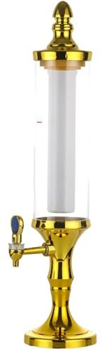 Dispensador de Bebidas con Torre de Cerveza de 3 l, Enfriador de Cerveza de Mesa con Grifo de Tubo de Hielo y Luces, Columna de Vino con Torre de Cerveza Dorada, para Fiestas en Bares, bufés en casa