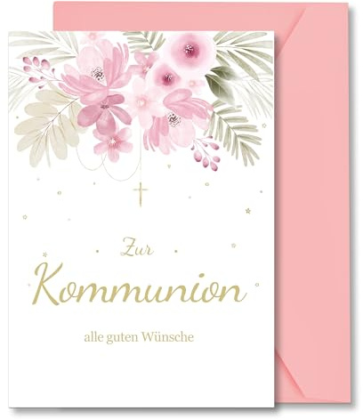 Legezon Kommunionskarten mit Umschlag Erstkommunion Karte zur Mädchen & Jungen Kommunion Karte 12 x 17cm Glückwunschkarte zur Kommunion