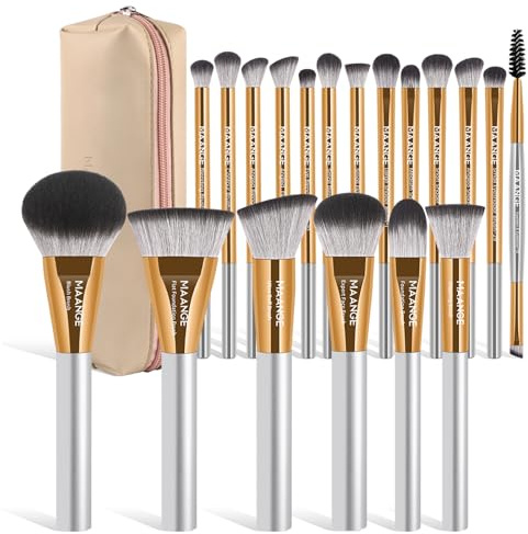 MAANGE 20-teiliges Make-up Pinsel Set Premium Schminkpinsel– Weiche, hochwertige & vegane Borsten – Pinselset Makeup für Foundation Concealer Lidschatten