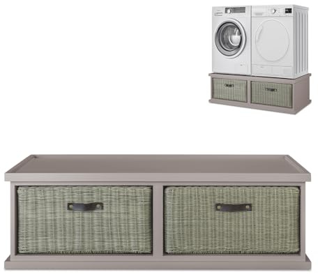 Tetbury Washing Machine Pedestal | Dryer Stand with Storage Basket H41cm | Single or Double | FULLY ASSEMBLED Kitchen Utility Furniture (truffle, double)