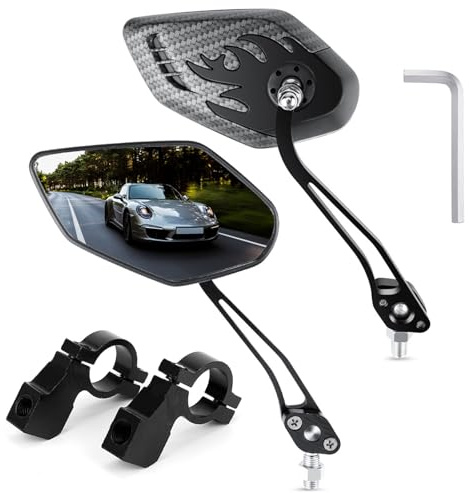 RoxNvm Specchietto Bici, 2 Pezzi 360° Ruotabile HD Specchietto Retrovisore per Bicicletta, Specchietto Bici Elettrica, Specchietto Retrovisore Bici, Specchietti bici per Manubrio da 17-22 mm