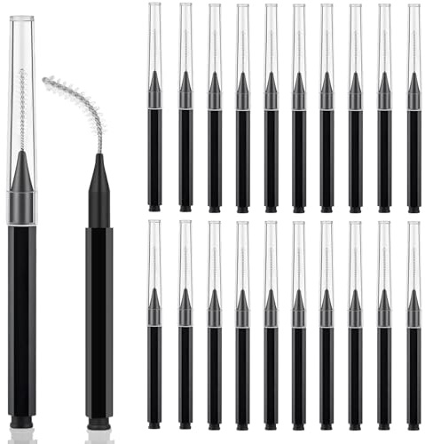 20 Pcs Micro Eyebrow Brush, Eyebrow Spoolie Brow Lamination Brush Spoolies for Eyebrows Eyelash Brushes Lash Lift Tool for Eyebrows and Eyelashes Extensions, Black