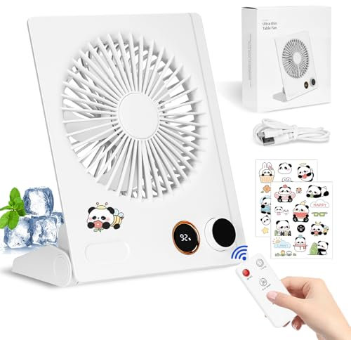 UCAMP Ventilatore da Tavolo Portatile,Ventilatore USB Ricaricabile,4000mAh Batteria,Angolo Regolabile a 180°,Velocità Regolabile,con Telecomando e Temporizzazione,Basso Rumore,Ventilatore Sospeso
