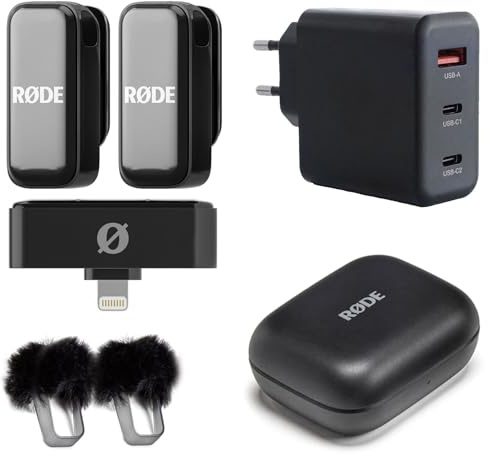 Système de microphone sans fil Rode Light-ning avec bloc d'alimentation Keepdrum