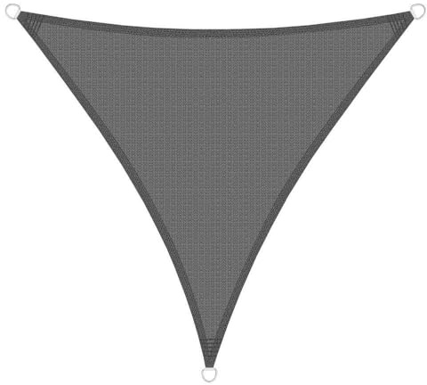 Brigros - Vela Parasole Triangolare HDPE 180g/m² Resistente Raggi UV con Anelli D Acciaio Inox, Tenda Vela Ombreggiante 3x3x3m, 4x4x4m, 5x5x5m, Telo Parasole Per Esterni (Grigio, 5x5x5)