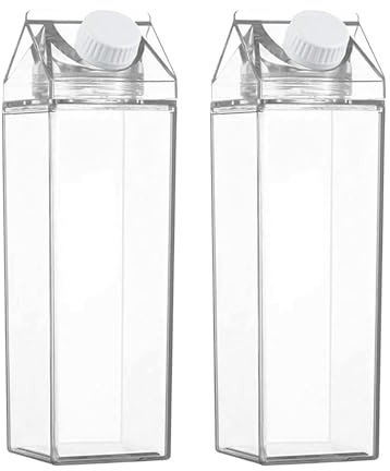 Bottiglie di cartone del latte - bottiglia d'acqua | Bottiglia d'acqua riutilizzabile | Bottiglia di cartone di latte trasparente con coperchio sigillato, contenitore da 1000 ml di bottiglia quadra