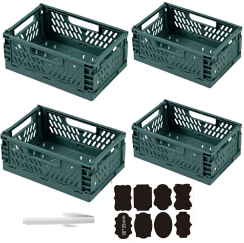 CNKHDZ 4 Stück Klappbox Klappkiste Grün 2 pack 30×20×12 cm+2 pack 42×28×16 cm Klappboxen Faltbar Stabil Klappkorb Faltbar Klappkorb Aufbewahrungsbox Boxen Aufbewahrung für Küche,Arbeitszimmer,Büro