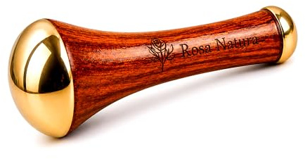 Kansa Wand Rosa Natura – Massaggiatore Viso Ayurvedico, Doppia Testa Bronzo e Teak, Effetto Lifting Naturale, Anti-Età, Pelle Luminosa e Distesa, Massaggio Viso e Collo