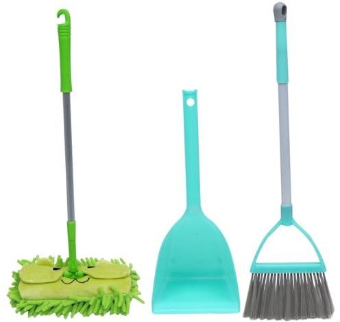 STOBAZA 3pcs Mini Broom Dustpan Mop Set Non Slip Handle Cleaning for Boys Pretend Play Indoor Outdoor Household Sweeping Role Play