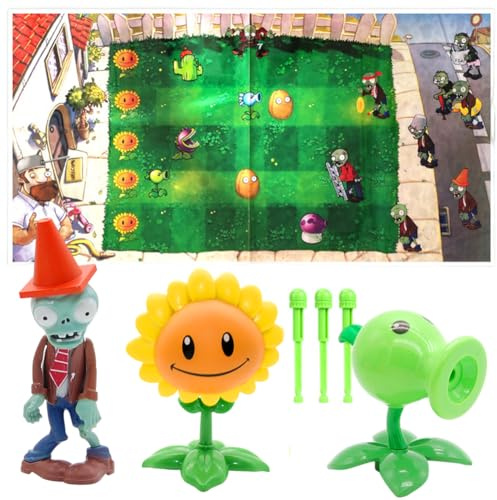 LGQHCE Plantes Guerre Zombies Jouets Figurines, Statue de Jouet pour Enfants, Tournesol Zombies Action Figure avec Carte Collection Personnage Jeux De Zombie Cadeau pour Enfants