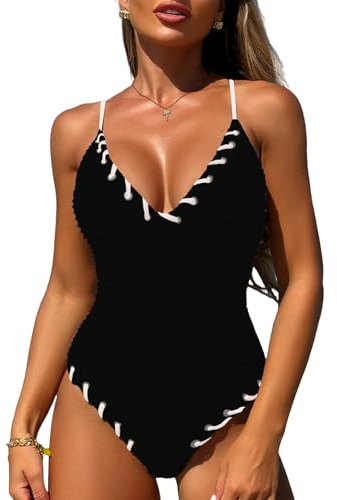 Oxtxuzdm Costume da bagno da donna con piccolo petto raccolto con spalline sottili costume da bagno imbottito costume da bagno solido costume da bagno congiunto