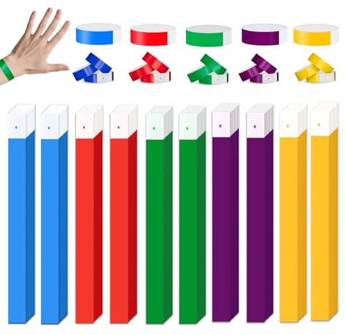 500Pcs Wristbands for Events, Waterproof Paper Wristbands for Party, Colorful Wrist Bands for Event, Paper Bracelets Entrance Wristbands for Music Events Festival Concert (5 Color)