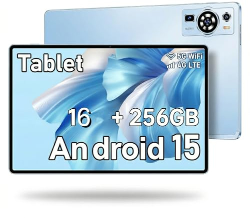 UXD 10,1 Zoll Android 15 Tablet PC mit 16GB RAM + 256GB ROM, 4G LTE Tablet mit Tastatur, WiFi 6, 8000mAh Akku, Bluetooth, USB-C, IPS Display, Tablet Computer für Lernen