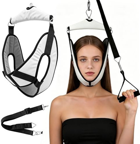 Neck Stretcher, SGZIOO Cervical Neck Traction Device, Door Neck Traction Device for Home Use, Ratchet Cervical Traction Device for Neck Pain Shoulder Pain Relief