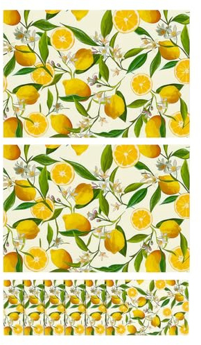 Domefahaso 8 Leinenoptik Zitronen Platzdeckchen 30x45cm waschbar | waschbare Tischsets mit sommerlichem Zitronenmuster, gemütliche Tischdekoration für Mahlzeiten