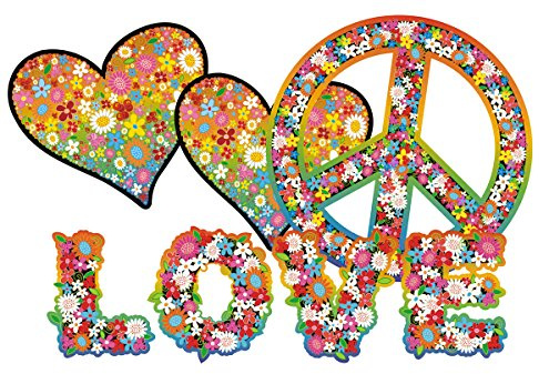 Autoaufkleber, Blumendesign: Love and Peace 08