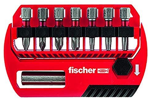 fischer Bit Set Maxx W 8 FMB - Premium Bitset mit hochwertigen fischer Maxx Bits für hohe Torsionsbeanspruchung - für Schrauben mit TX Antrieb, inkl. Universalhalter - 8 Teile - Art.-Nr. 533160