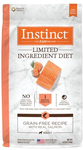 Instinct Limited Ingredient Diet, Natural Dry Dog Food, Grain Free Recipe - Real Salmon, 4 lb. Bag