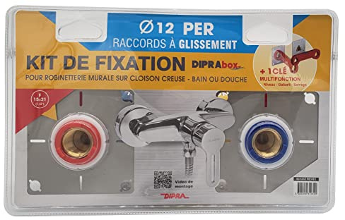 DIPRA - Boîtier d’Encastrement DIPRABOX-PER Ø12 - Système à Glissement - Sortie Double avec Raccords Femelle 15/21