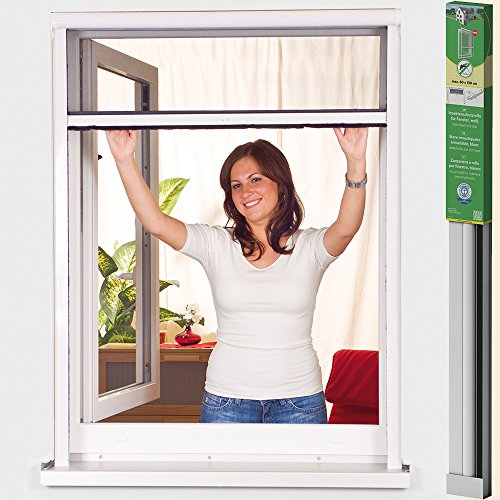 easy life Moustiquaire pour fenêtre enroulable greenLINE avec cadre en PVC et tissu en fibre de verre résistant aux rayons UV (forage nécessaire), Taille:80 x 130 cm