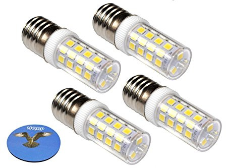 HQRP 4-Pack 220V E17 Dimmable LED Light Bulb Cool White for Whirlpool 8206232A Light Bulb Replacement fits Maytag KitchenAid Jenn-Air Amana Magic Chef Admiral Norge Roper + Coaster