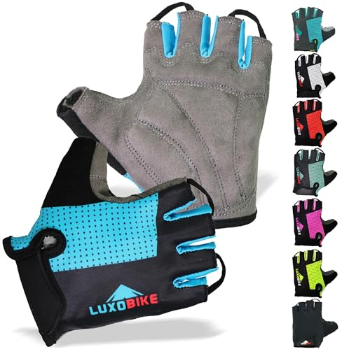 LuxoBike Bike Gloves for Men Cycling Biking Gloves Women - Padded Shock Absorbing Bicycle Riding, Anti-Slip Breahtable Half-Finger 's for Mountain Biker Ebike