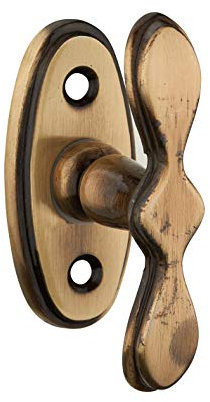 THIRARD - Bouton de Fenêtre en Laiton Patiné - Poignée Pratique - Design Élégant - Facile à Installer - Sécurise Vos Fenêtres - Carré 7 mm - Jaune/Doré