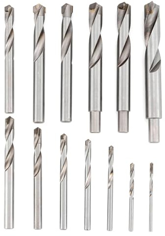 JIUWU Drill Bit Set,13 Pack Tungsten Steel Cemented Carbide Twist Drill Bits, Metal YG Alloy Blade, for Cast Iron, Iron Plate, Pig, 3 4 5 6 7 8 9 10 11 12 13.5 14 15 mm Metal Drill Bits