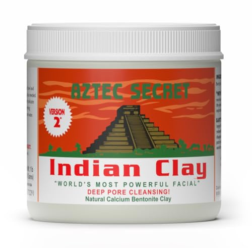 Aztec Secret - Indian Clay - Deep Pore Cleansing Facial & Body Mask, Natural Calcium Bentonite Clay, Version 2, Unscented, 450 g