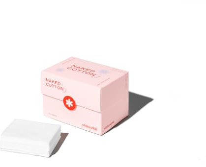 White Rabbit – Naked Cotton Classic – Premium 100% Cotton Pads for Toner Use, Makeup Remover, and Masks | Unbleached, Lint-Free, Extra Soft | Korean Skin Care Product (100 Count)