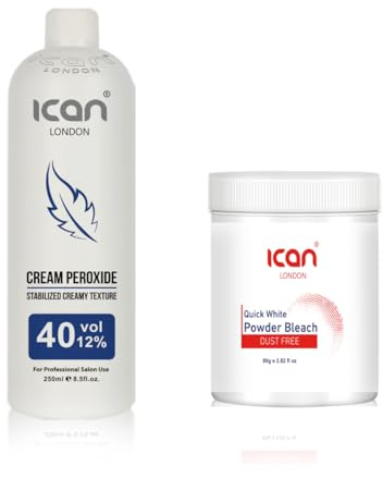 ICAN LONDON PROFESSIONAL CREAM PEROXIDE 40 VOL 12% 250 ML + WHITE POWDER BLEACH (JAR) 80 G SET