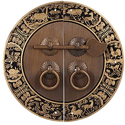 Tissting Runde Türgriffe Aus Antikem Messing - Retro Griffe Für Schränke Und Türen, Ideal Für Zuhause Und Vintage Möbel, 3.15 Zoll/8 Cm Durchmesser, Symmetrisches Design Mit Tiergravuren