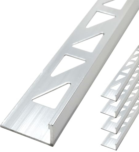 Dalsys 5x Fliesenschiene L Profil 2,5m x 10mm Silber matt Aluminium | Fliesenprofil Winkelprofil Alu eloxiert, Abschlussleiste Fliesenabschlussprofil, Fliesen Eckschutzschiene