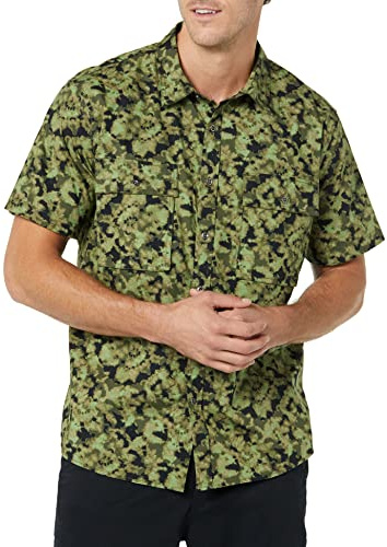 Amazon Essentials Men's Standard-Fit Short-Sleeve Two-Pocket Utility Shirt, Green Camo Print, XX-Large Tall
