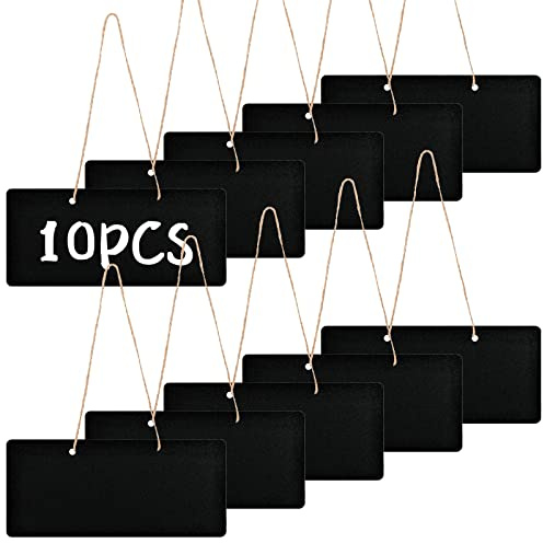 10 Stück schwarze Tafeln zum Aufhängen, 18 x 8 cm Mini-Schreibtafel, rechteckig, abwischbare Kreide für Restaurant, Bar, Café, Hochzeit, Party, Dekoration, Nachrichten