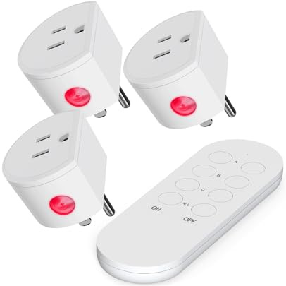 Wireless Remote Control Outlet, SURNICE Mini Remote Light Switch 10A/1200W for Christmas Lights, Up to 130 FT Long Range, FCC and ETL Certified