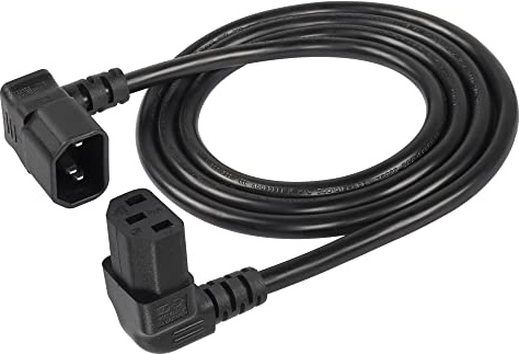 CERRXIAN 1.5m abgewinkeltes IEC 320 C14 auf abgewinkeltes C13 Stromkabel, 90 Grad C14 Stecker auf C13 Buchse PDU Stromversorgungs-Verlängerungskabel für Monitore, Computer, etc.
