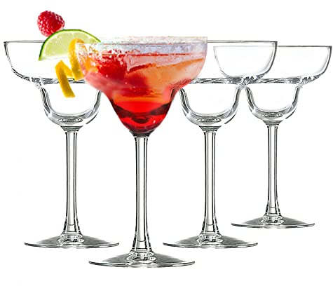 Margarita - Juego de 4 vasos de cóctel de 250 ml, transparentes para fiestas, hogar, bar, restaurante, pub, tallo