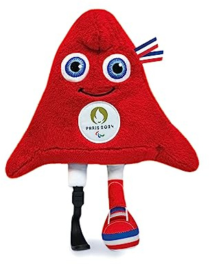 Doudou et Compagnie - Plüschtier Paralympischer Phryge, 25 cm im Beutel – offizielles Maskottchen JO Paris 2024 – rotes Plüschtier der Olympischen und Paralympischen Spiele – Form Phrygische Mütze –