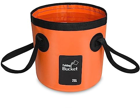 sinzau Cubo Plegable Multifunción de 20 L, para Exterior, Naranja