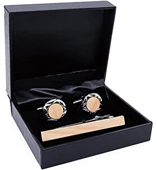 TONZN Bouton de Manchette Classique en Bois Cadeaux de Bouton de Manchette en Bois pour Homme Chemises de Mariage d'affaires Accessoires de Mariage Pinces à Cravate Bar Ensemble