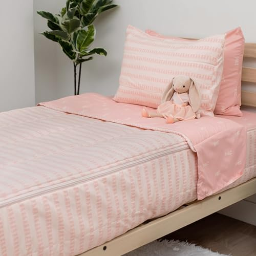 Beddy's Ballerina Theme Durable Zipper Bedding for Kids - Bed in a Bag - Pink Ballet Shoe Sheets & Comforter - Includes 2 Pillowcases & 2 Shams - Easy to Make & Wash - Full